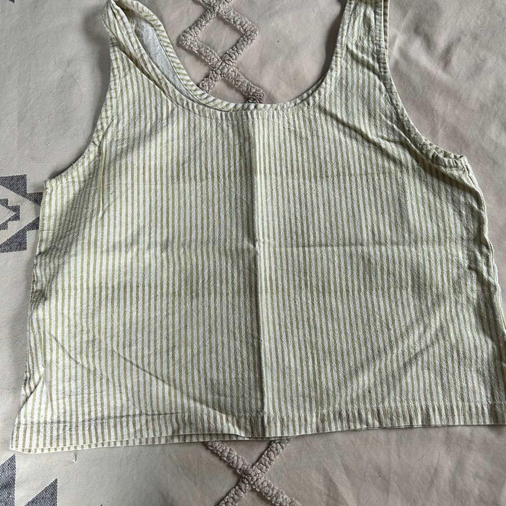 Elegant Striped Beige Tank Top